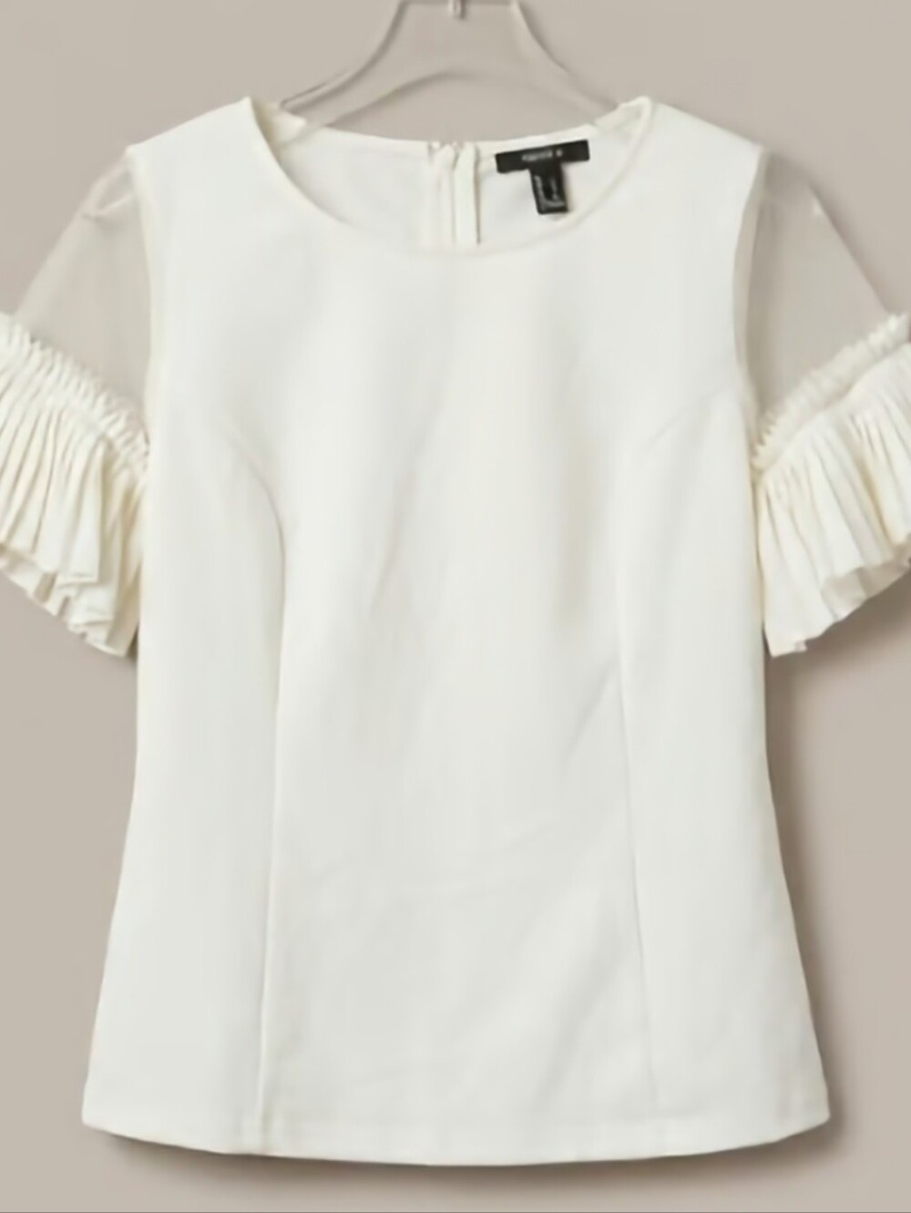 Forever 21 Cream Ruffle Sleeve Blouse